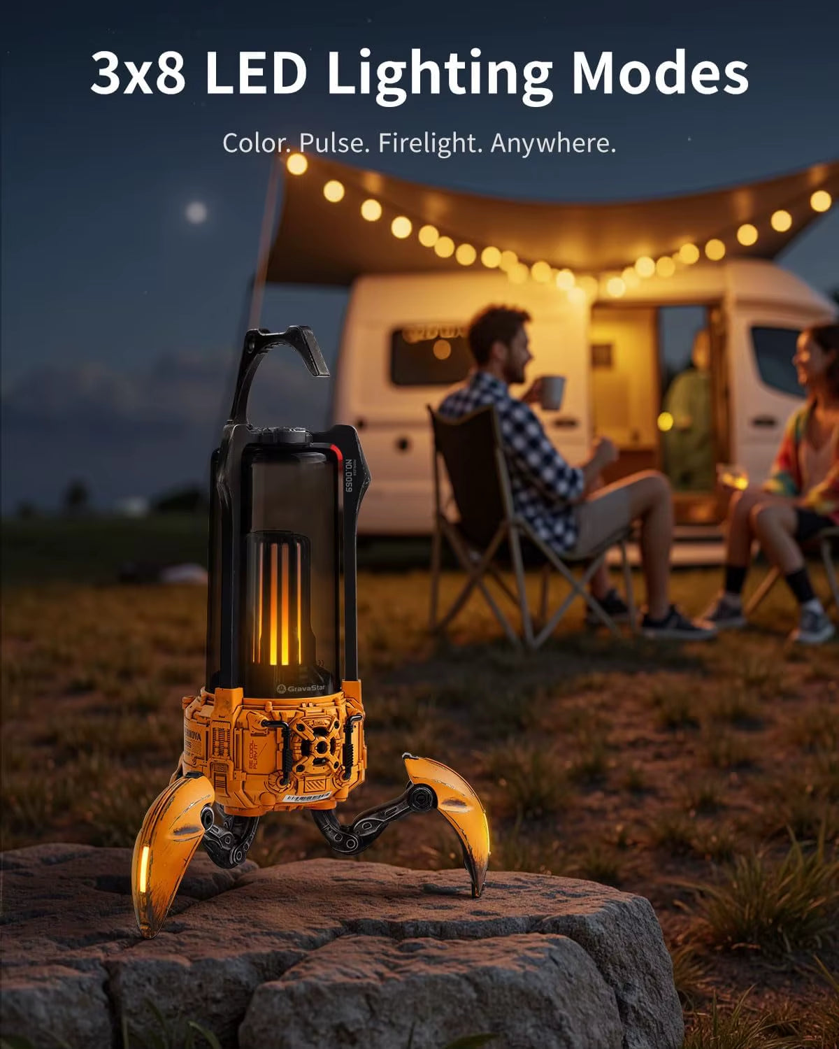 Gravastar Portable BT Speaker & LED Table Lamp 9H Durable TWS Pairing Wireless Gaming Speakers Camping Gifts Battery Powered